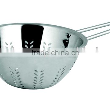 Deep Colander with Long Handle with Stainless Steel