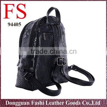 Fashionable Custom Leather Bag Hot Selling Black Snakeskin pu Backpacks photo-2