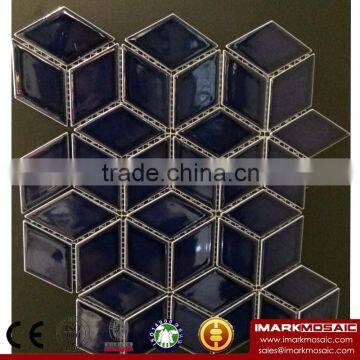 IMARK Dark Blue Color cheap Mosaic Tile/ Ceramic Mosaic Tile With Polished Surface For Wall Decoration