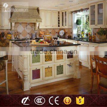 White solid wood kitchen cabinet with granite countertops cabinet Manufacturer hot selling