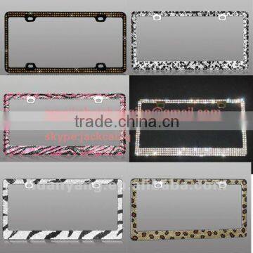 Bling Real Crystal Rhinestone License Plate Frame