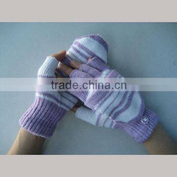 2014 fashion and warm magic gloves10 G acrylic half finger with fingers cover glove