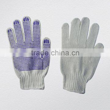 7g Bleach White String Knitted PVC Single Dotted Glove (2406)