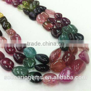 #AAC Natural Multi-Color Plain Tumble Gemstone beads Tourmaline Necklace