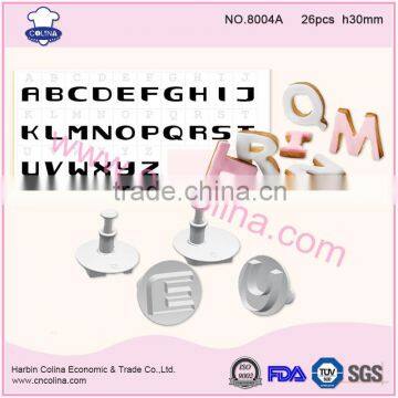26pcs fondant aphabet number letter plastic plunger cookie cutter