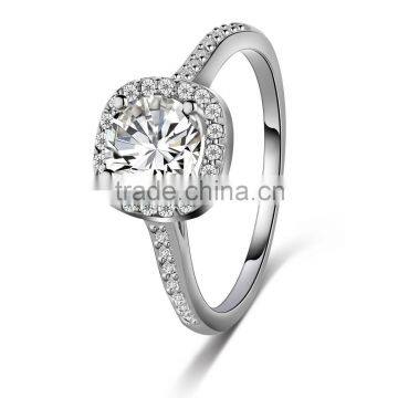 Flash Square Clear Big Zircon Thin White Gold Filled Thin Bands Ring For Women