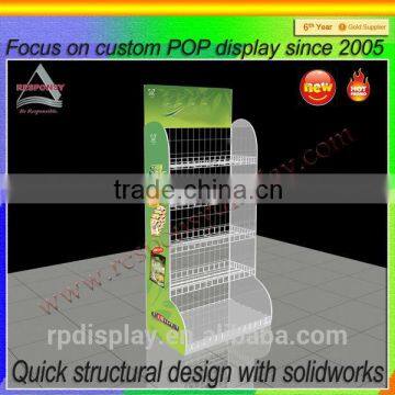 convenient stores floor metal food display shelf,snack display racks