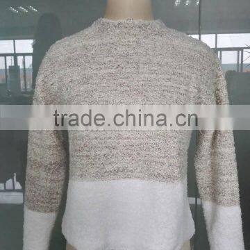 Lady's new fashion loop+feather knitted sweater