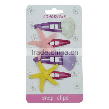 starfish poly resin snap hair clips