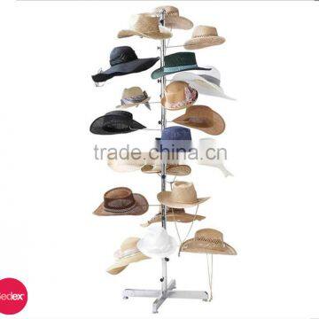 Custom 10 Tier Hat Display Rack Rotating Adjustable Metal Floor Stand Black