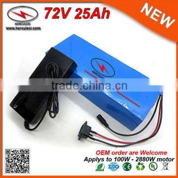 Rechargeable 72V 25Ah Electric Bicycle Lithium Battery Pack