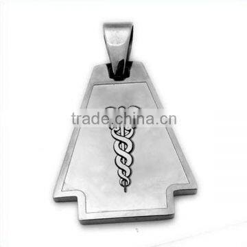 SRP0151 Engraved Double Helix Snake Pendant Silver Tone Rod of AsclepiusMedical Alert Personalized Stainless Steel Pendant