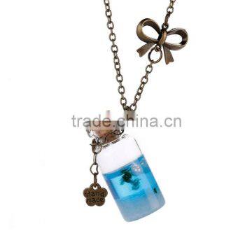 Blue Sea Ocean Glass Bottle Pendant Fashion Bottle Glass Pendant Mermaid Tears Shells Star Vial Necklace photo-4