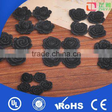 Wholesale flat back big black real resin flower