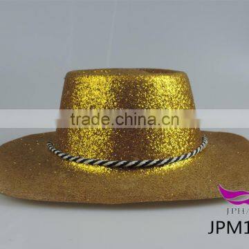 Golden plastic hats cowboy hat for Carnival Party Decoration with gold powder