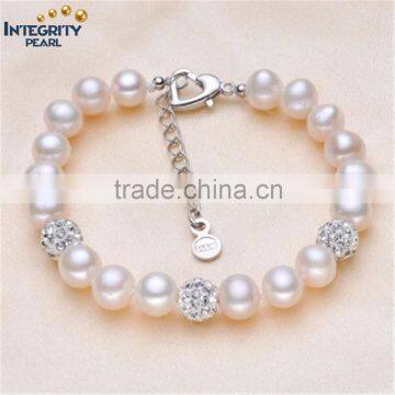 Pearl Jewelry Crystaline Bracelet Natural Freshwater Pearl 925 Sterling Silver Women Pearl Bracelet