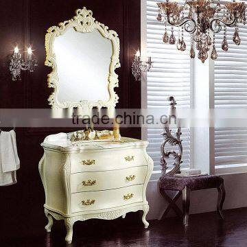 WTS-222SYO France Style elegant bedroom furniture ivory dressing table with mirror bench vanity set dresser