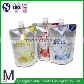 Factory china new premium food grade liquid stand up pouch with spout/staning pouch bag with screw cap