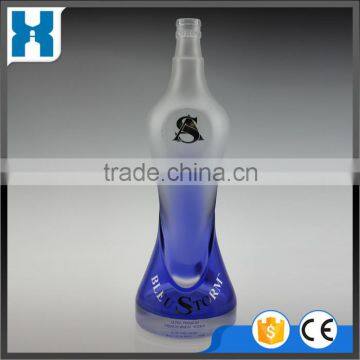750ML FANCY BLUE GRADIENT GLASS VODKA BOTTLE