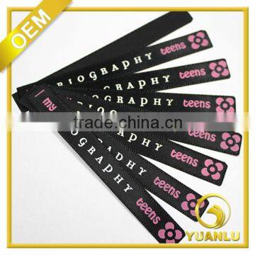 High quality black clothing printed label garment label