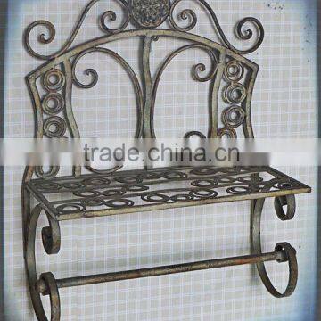 wholesale wrought iron handicrafts home accessory storage decor wall shelf,metal wall shelf,bathroom shelf with towel bar