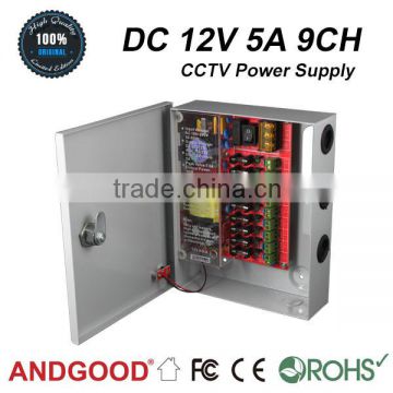 DC 12V 5Amp CCTV switching Power Supply for 9 channels without battery