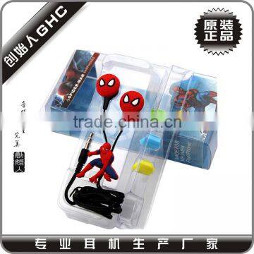 Superman earphone with 3D PVC design earbuds for kids