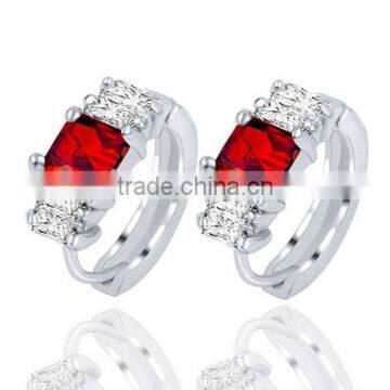 2016 fashion new hoop earrings for women silver plating ruby crystal jewelry X69-3