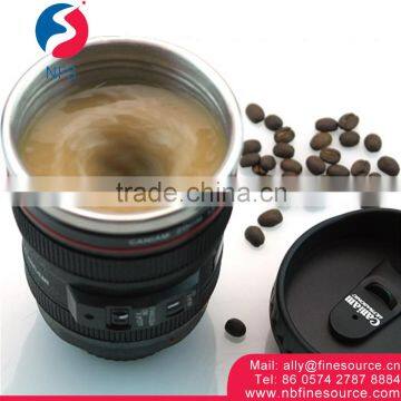 300-400ml Camera Lens Design Stainless Steel Coffee Self Stirring Mug