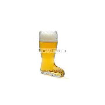 1 L man made boot shape beer glass with customized logo printing