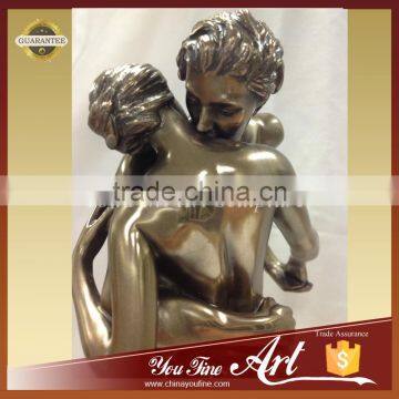 Naked Man Woman Kiss Bronze Sculpture photo-3