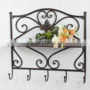 Antique Shabby Wall Shelf With Hooks