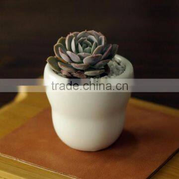 Indoor decorative white glazed small ceramic planter