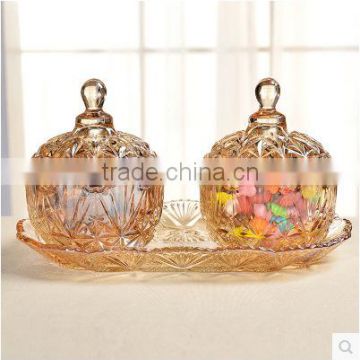 3pieces of one set home table centerpieces colourful crystal glass jars with lid terarium for food