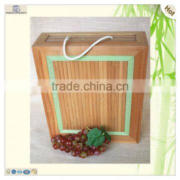 three bottle bamboo decorating pine wood wine box