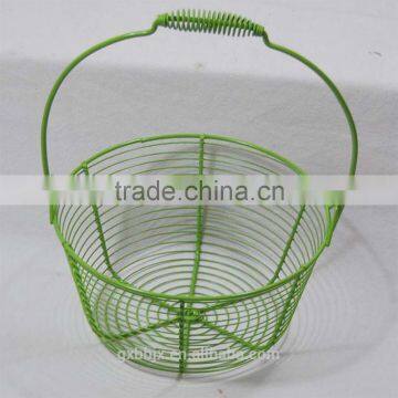 Set of three metal wire fruit basket with handle