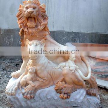 Natural animal stone satue, stone carving lion statue of family