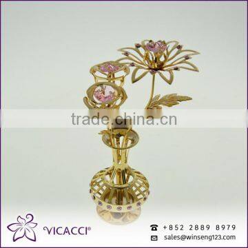 Cheap Flower Vase With SWAROVSKI Crystal Metal Home Decoration photo-2