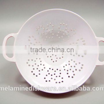 Red melamine kitchenware/fruit vegetable colander with two handle