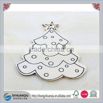 Wooden carved Xmas Tree DIY Christmas CARD Gift Decorations