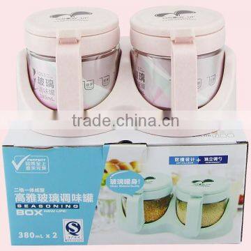 Glass Kitchen Seasoning Box Condiment Dispenser Set With Spoons photo-2