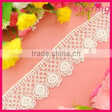 Fashion water soluble 100% cotton lace for bridal lace trimming wholesale WLC-127