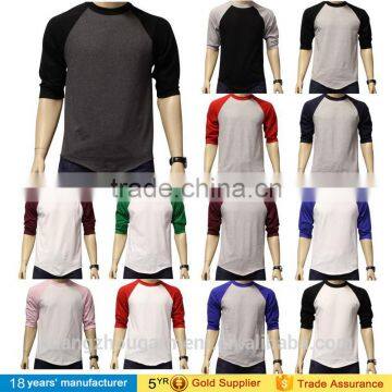 Plain 3/4 sleeve Baseball raglan t-shirts latest shirt designs for men 2015