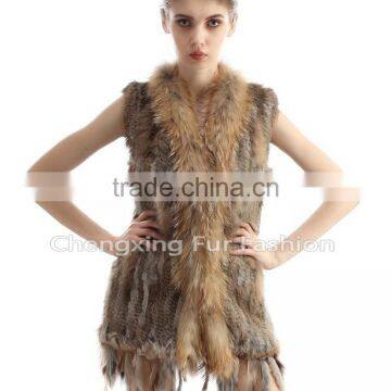 CX-G-B-20A New Hand Knitted Funny Fashion Women Gilet Rabbit Fur Costume photo-4