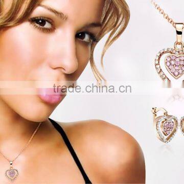 Rose Gold Plated Heart With CZ Studded Fashion PendantSet photo-6