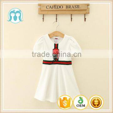 short sleeve white girls cotton clothing baby soft garments summer holiday dress for child