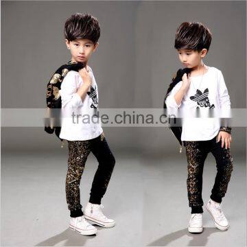 New Fashion Handsome Kids Dance Costume and Print Bright Skull Pattern With Pant Coat Design Sets photo-2