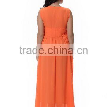 Women Chiffon V Neck Sleeveless Cocktail Party Evening Gown Long Dress photo-2