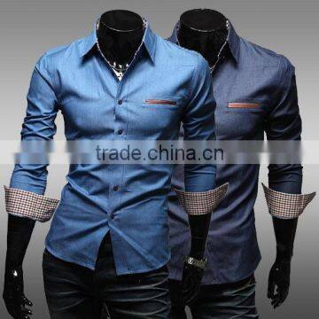 Wholesale Men Fashion Casual Long Sleeve Slim Fit Shirts Stylish Dress