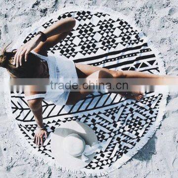 Walson Wholesale Drop Shipping Printed Microfiber Fabric Round Beach Towel With Tassels photo-6